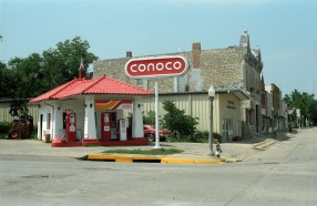 Degenhardt's Conoco Station was located at 301 Missouri Street in Alma for sixty years. This view is from about 1980. Photo courtesy Michael Stubbs.