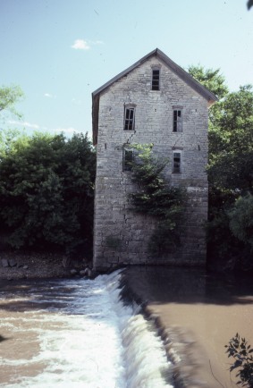 The Drinkwater Mill, located at Cedar Point, Kansas was photographed by Charles Herman in this view from the 1970s.