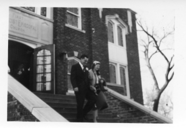 Dean Dunn took this photo of Bing and Barbara Miller emerging from the Methodist Church on the occasion of their wedding on April 9, 1955.